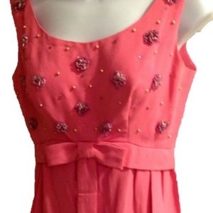Hot Pink Vintage Beaded Gown Formal Dress